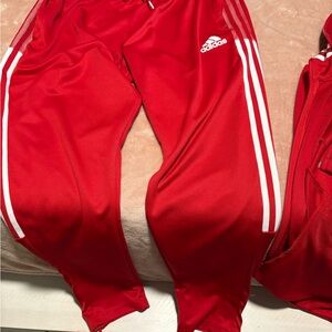 adidas Red Track Joggers with White 3-Stripes and jacket ( full suit )